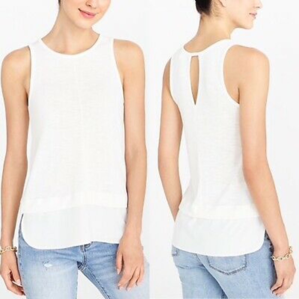 J.Crew Drapey Tank Top w/Silky Hem, Ivory